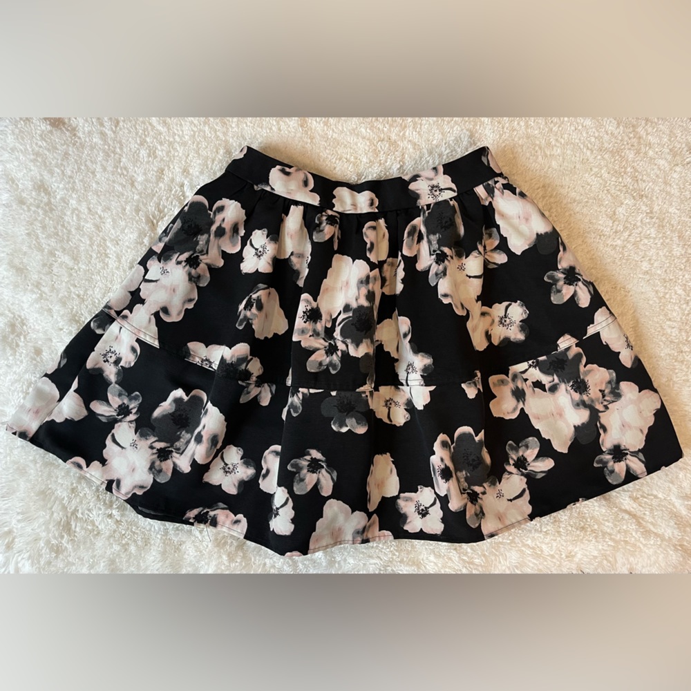 Express Fit & Flare Floral Mini Skirt